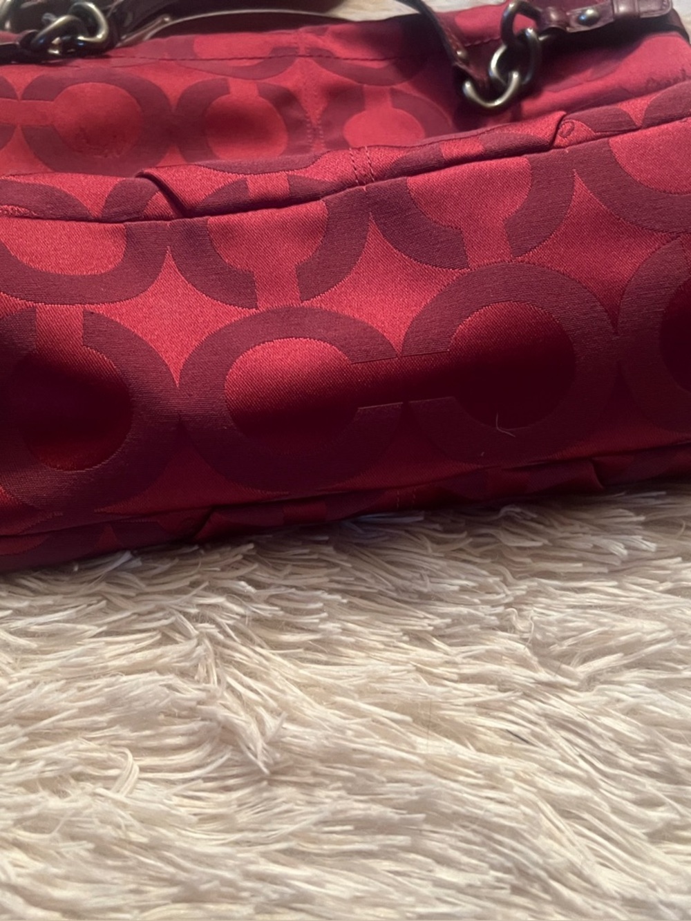 Coach Pink Signature Satchel with Leather Trim - Picture 7 of 11